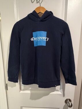 Discovery Expedition Kids Navy Blue Logo Hoodie Size 150 (US Youth M/L)